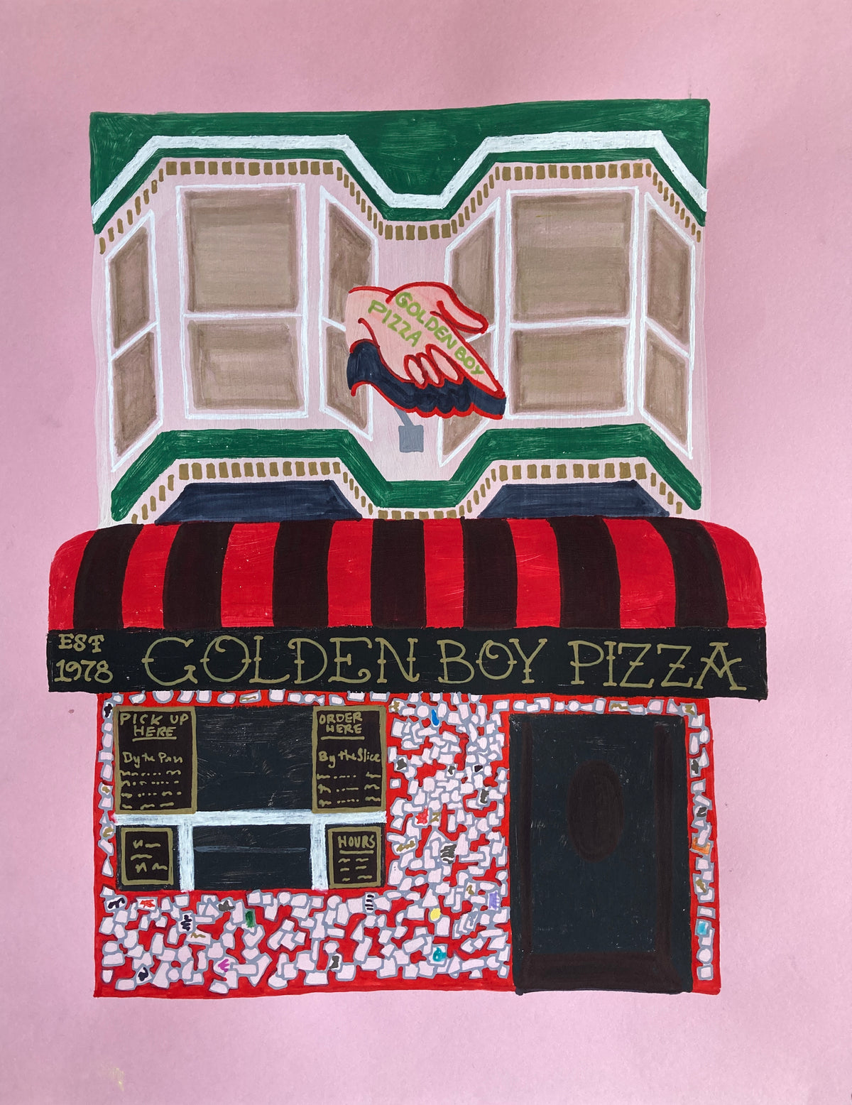 Bridget Watson Payne - Golden Boy Pizza Postcard