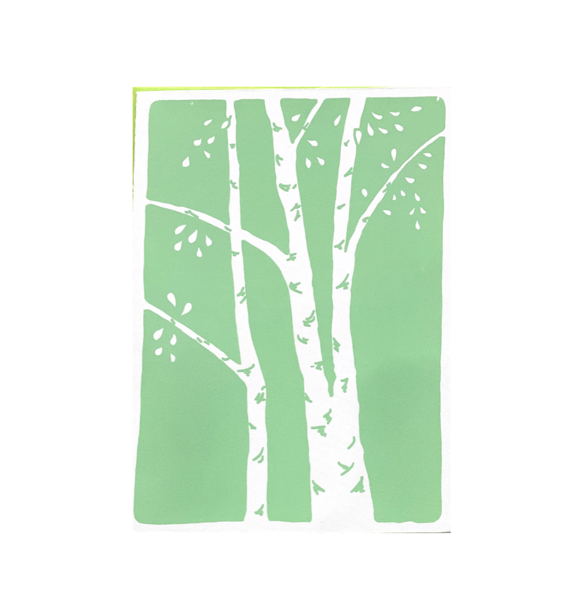 Anne Breedlove - Birch Tree Inverse Card - Green - A6