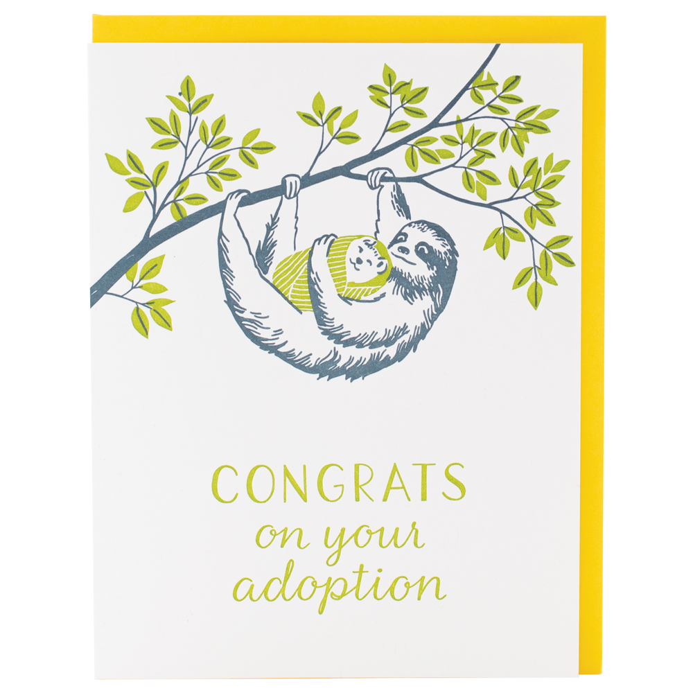 Smudge Ink - Sloths Baby Adoption Card