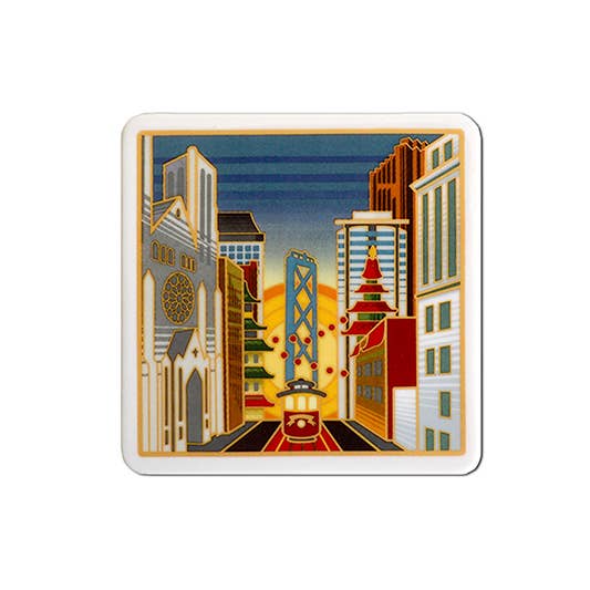 SF Mercantile - Sunrise on California Street Ceramic Coaster