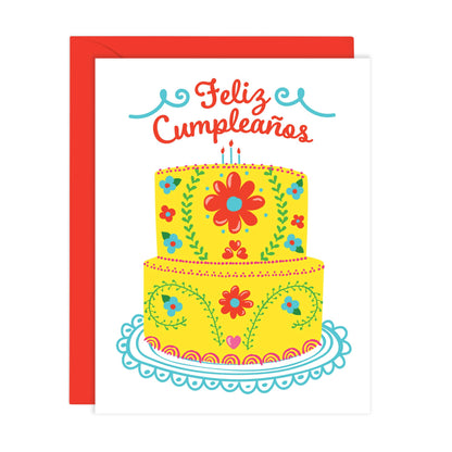 Lucy Loves Paper - Mexican Embroidery Cake - Feliz Cumpleaños Card (A2)