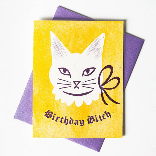 Bromstad Printing Co. - Blackletter Birthday Bitch - Risograph Card