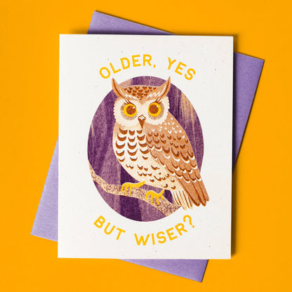 Bromstad Printing Co. - Older Owl - Risograph Birthday Card