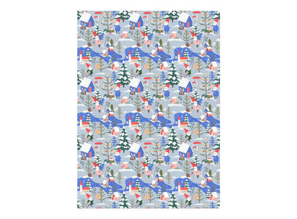 Red Cap Cards - Holiday Gnomes holiday wrapping paper: Rolls of 3 sheets