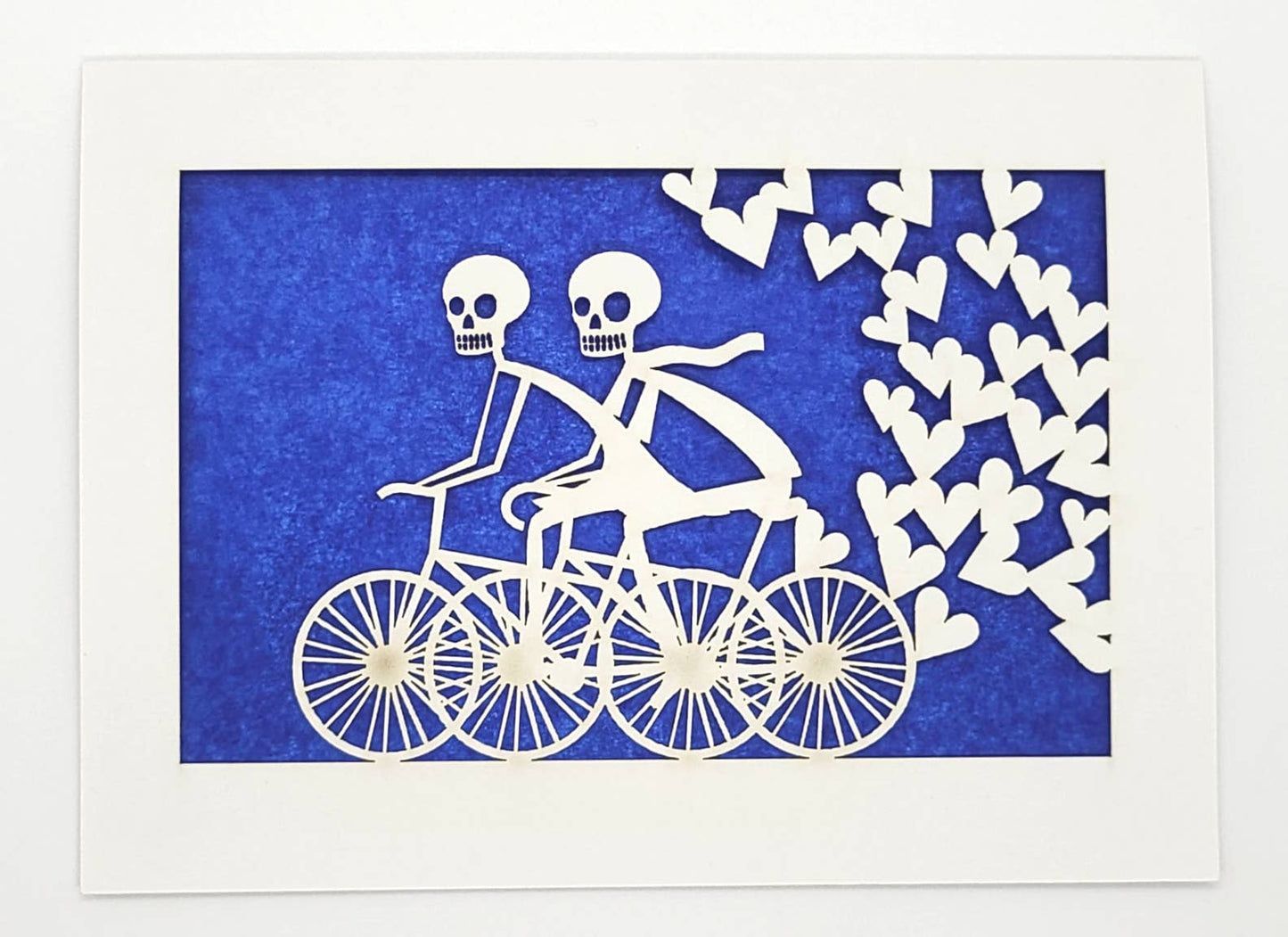 two hermanas - 2 Calaveras on a Summer Bike Ride - laser cut greeting card: Dark Blue, A2 - 4.25 x 5.5