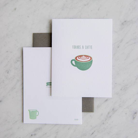 Farmwood Press - Thanks a Latte, Thank you Card