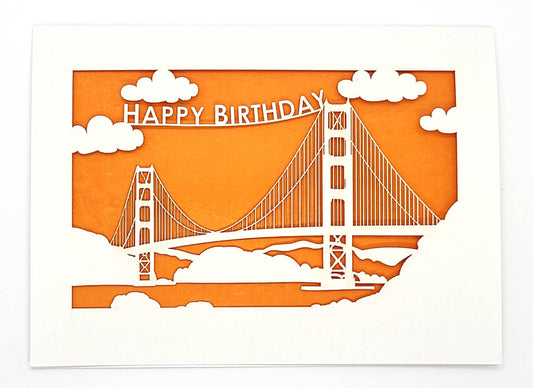 two hermanas - Happy Birthday - Golden Gate Bridge Birthday Card: Orange, A2