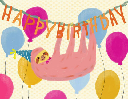 Honeyberry Studios - Sloth Happy Birthday Greeting Card