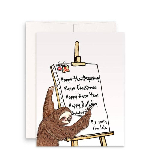 Liyana Studio - Belated Sloth Birthday - Funny Birthday Card