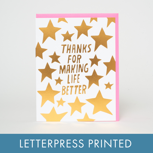 Ashkahn:- Making Life Better Stars Letterpress Greeting Card