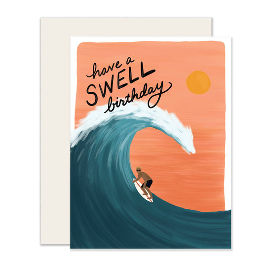 Slightly Stationery - Swell Birthday Card | Surfing Birthday Card