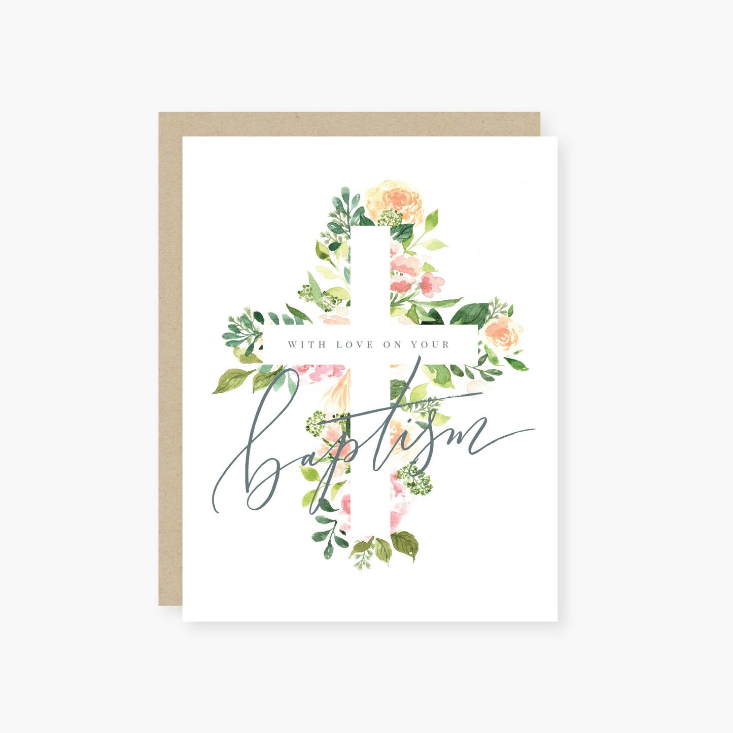 2021 Co. - Floral cross baptism card