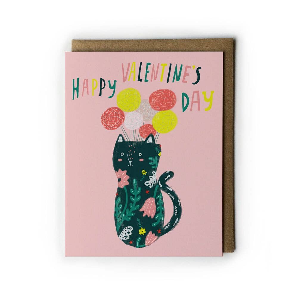 Honeyberry Studios - Kitty Vase Valentines Day Greeting Card