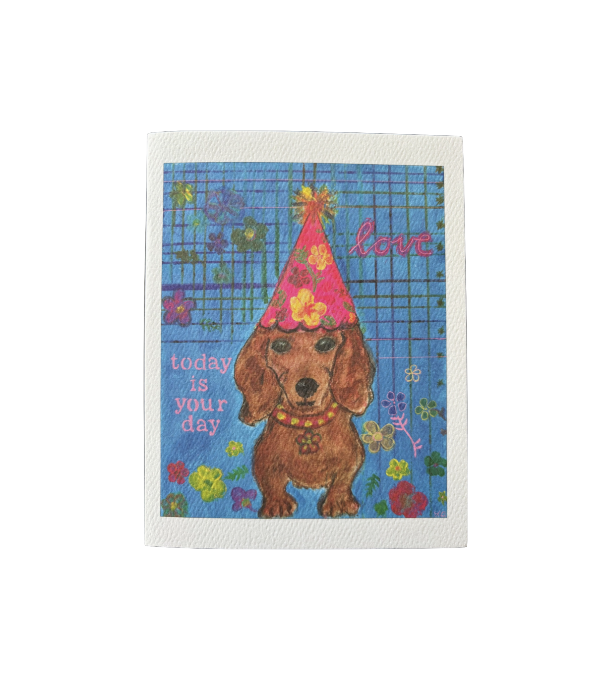 Bernie Street Studios - Dachshund Today is Your Day Birthday dog card bright blue pe