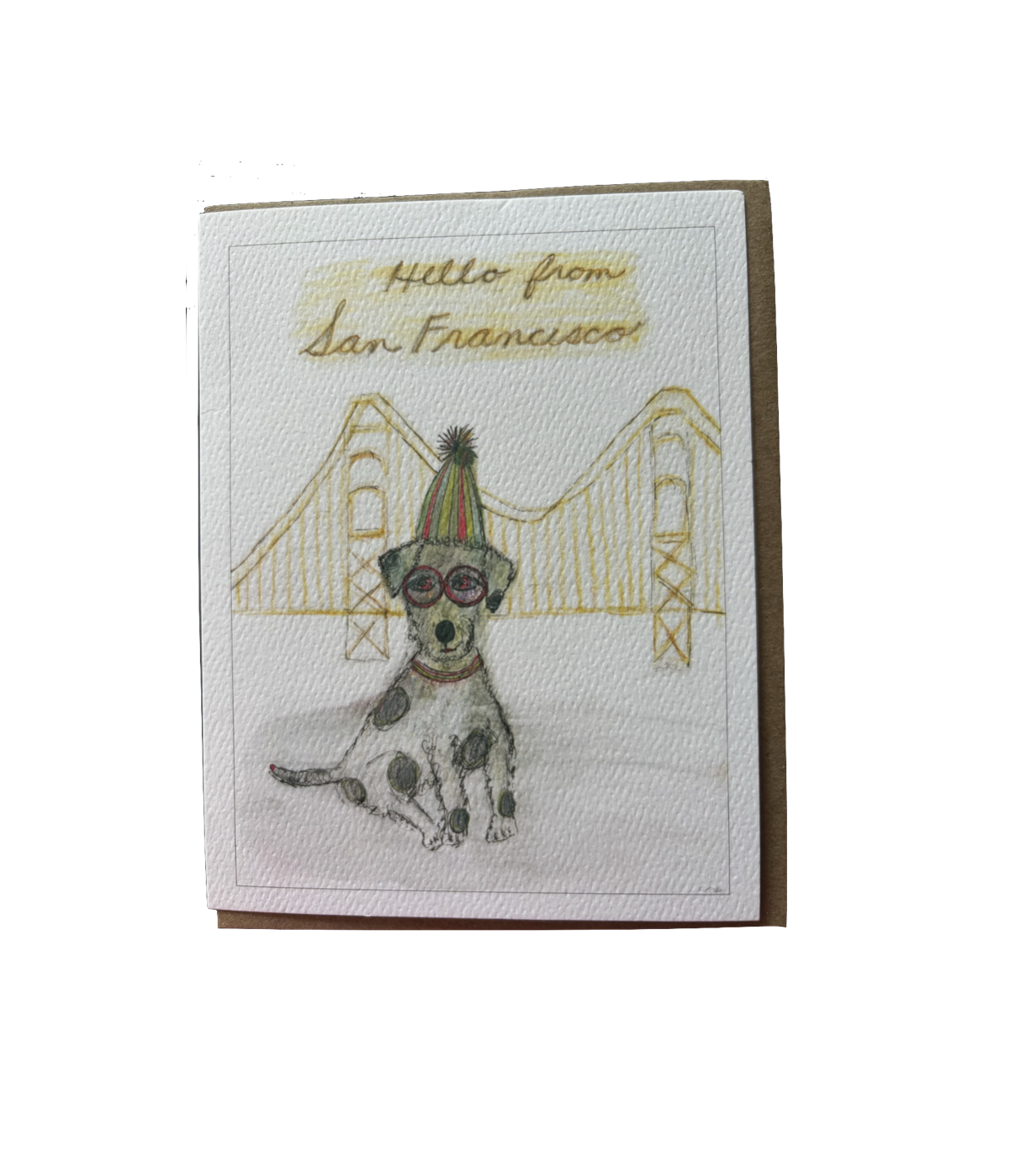 Bernie Street Studios - Hello San Francisco dog Golden Gate Bridge dog card pet card