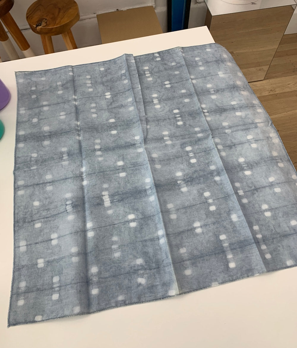 Indigo Dyed Bandana / Face covering - light blue