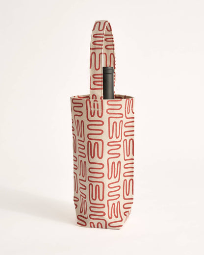 LCQKS - Hand-Sewn Cotton Canvas Wine Tote from St. Louis: Pesto (Snakes)