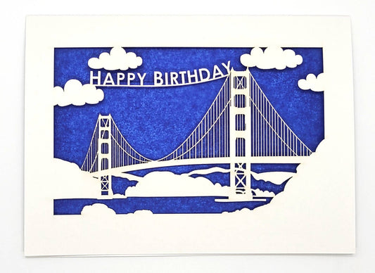 two hermanas - Happy Birthday - Golden Gate Bridge Birthday Card: Dark Blue, A2