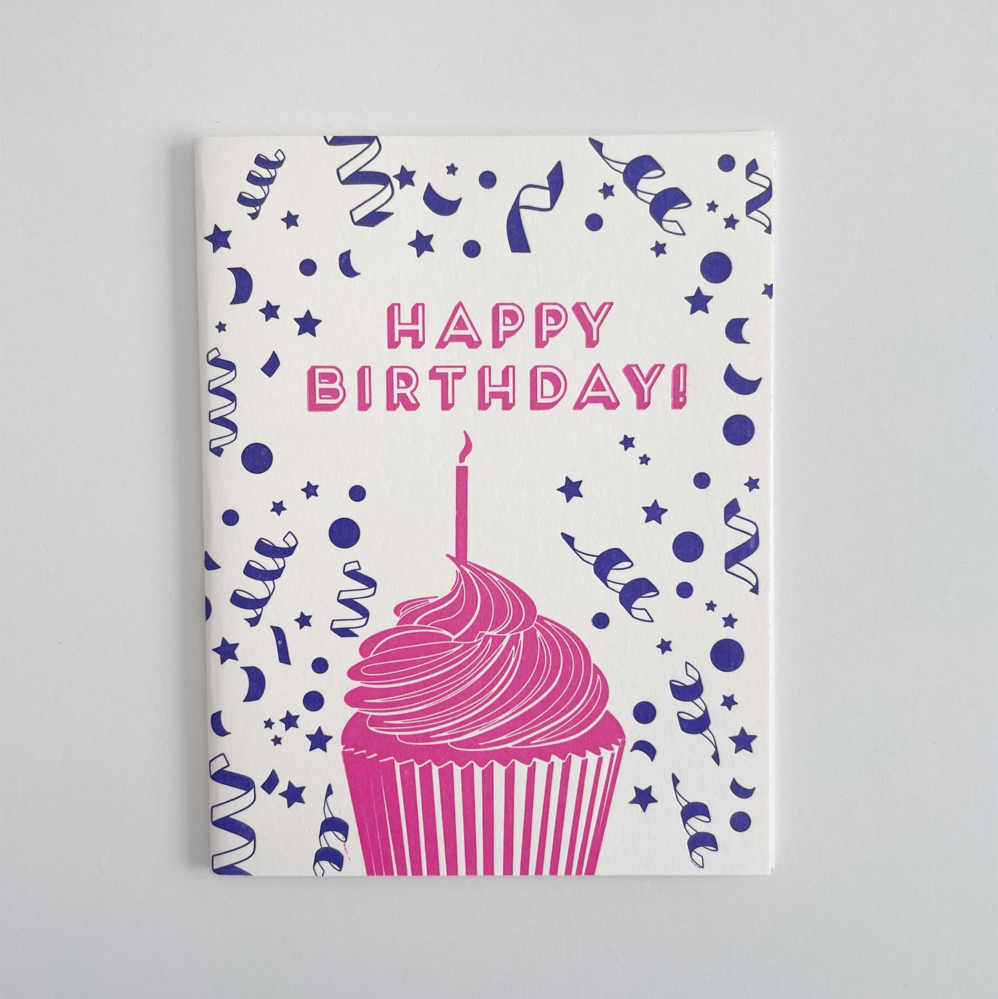 Coffee n Cream Press - Happy Birthday Cupcake + Confetti Letterpress Card