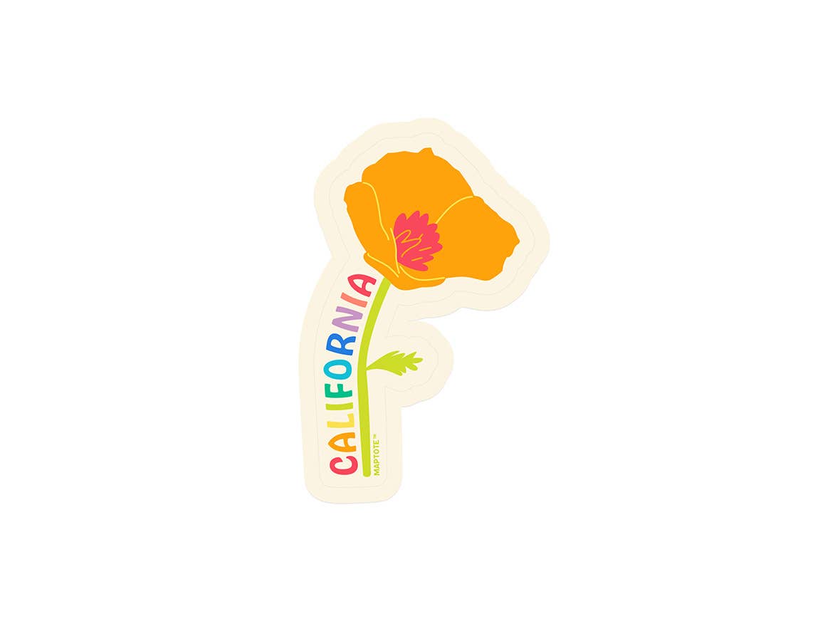 Maptote - California Rainbow Poppy Sticker