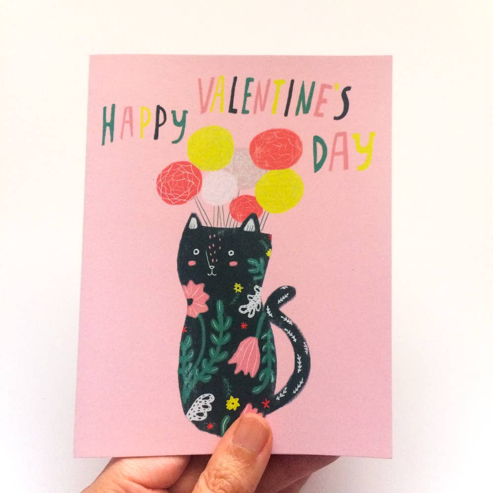 Honeyberry Studios - Kitty Vase Valentines Day Greeting Card