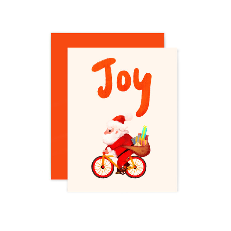 The Little Red House - Santa Biking Card