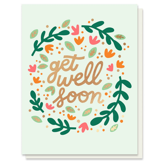 Paper Parasol Press - Get Well Wreath Card with Gold Foil