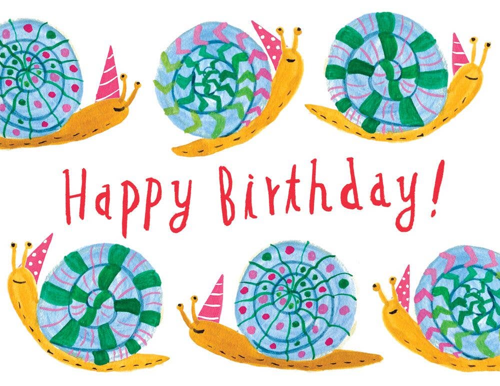 Honeyberry Studios - Party Snail Birthday Greeting Card