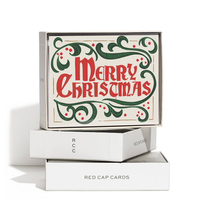 Red Cap Cards - Old-Fashioned Christmas holiday greeting card: Singles