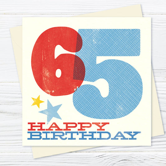 Pennychoo - Woodblock 65th Birthday Card