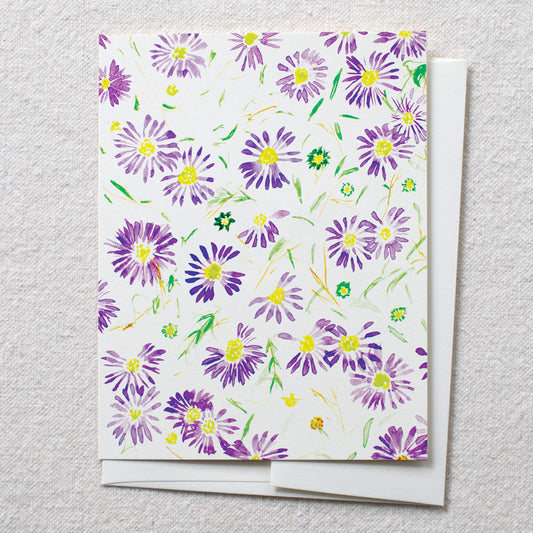 Isa Salazar - NY Aster Botanical Everyday Greeting Card, Made in USA: Single Card