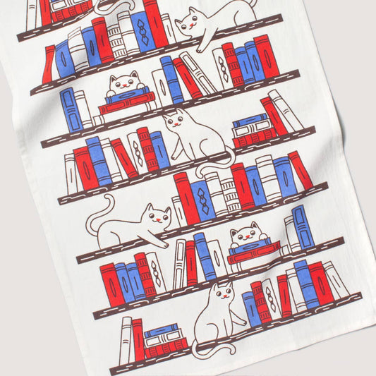 Seltzer Goods - Bookshelf Cats Tea Towel