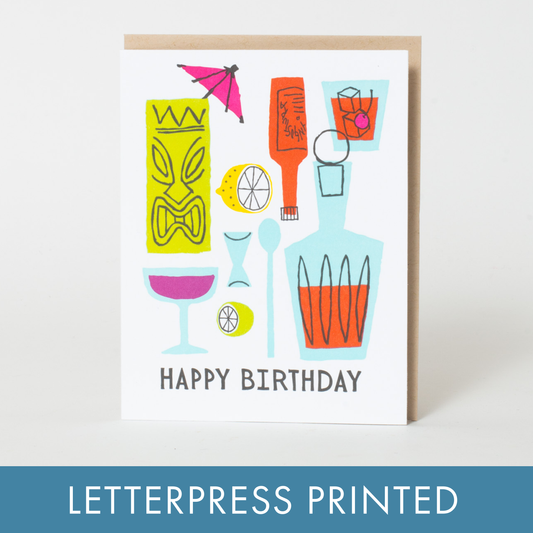 Fugu Fugu - Birthday Cocktails Letterpress Greeting Card