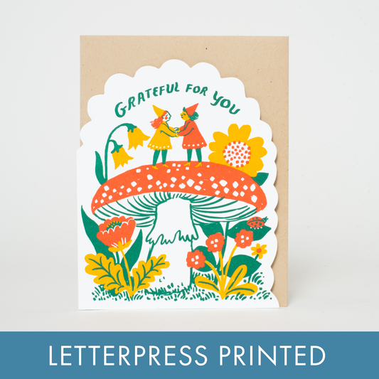 Phoebe Wahl- Grateful Gnomes Letterpress Greeting Card