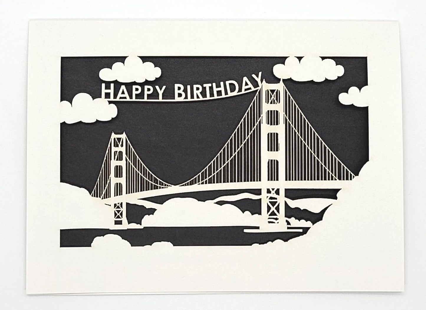 two hermanas - Happy Birthday - Golden Gate Bridge Birthday Card: Black, A2