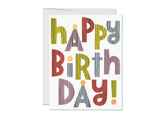 Red Cap Cards - Lined Typography birthday