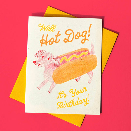 Bromstad Printing Co. - Hot Dog - Risograph Birthday Card