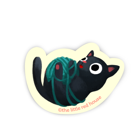 The Little Red House - Black Cat Vinyl Sticker