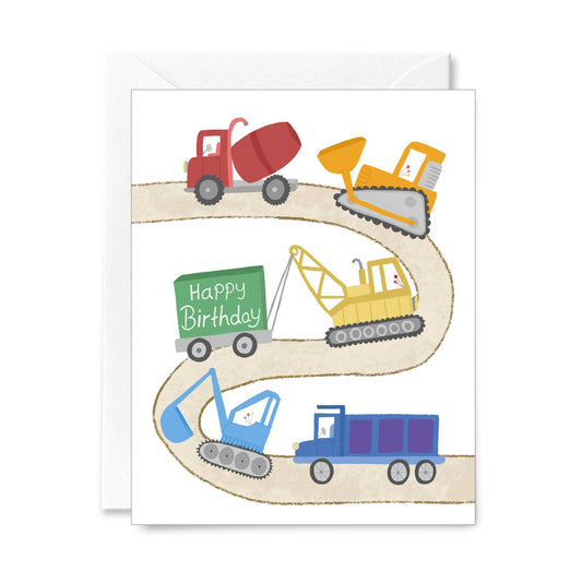 Courtney Beyer - Construction Trucks Kids Birthday Greeting Card