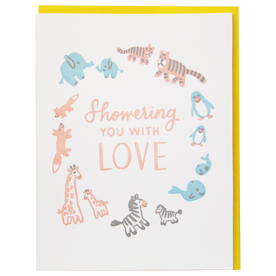 Smudge Ink - Stuffed Animals Baby Card