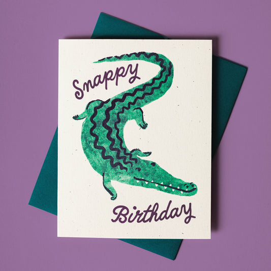 Bromstad Printing Co. - Snappy Birthday Crocodile - Risograph Card