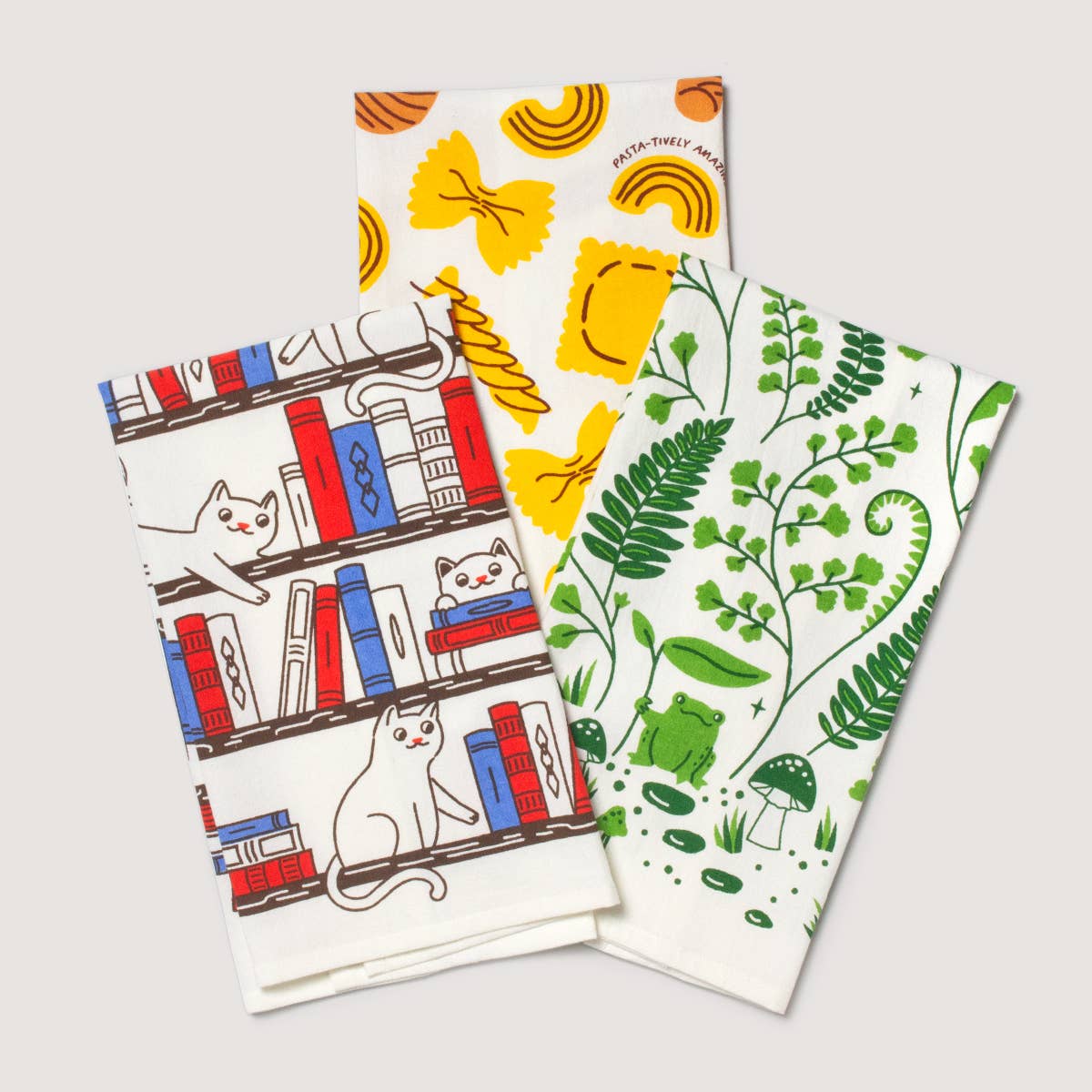 Seltzer Goods - Bookshelf Cats Tea Towel