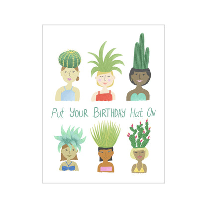 Courtney Beyer  - Plants Hat Birthday Greeting Card