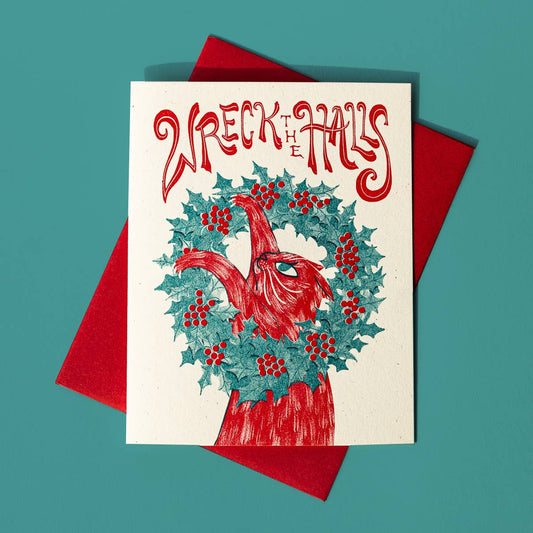 Bromstad Printing Co. - Wreck the Halls - Risograph Christmas Card