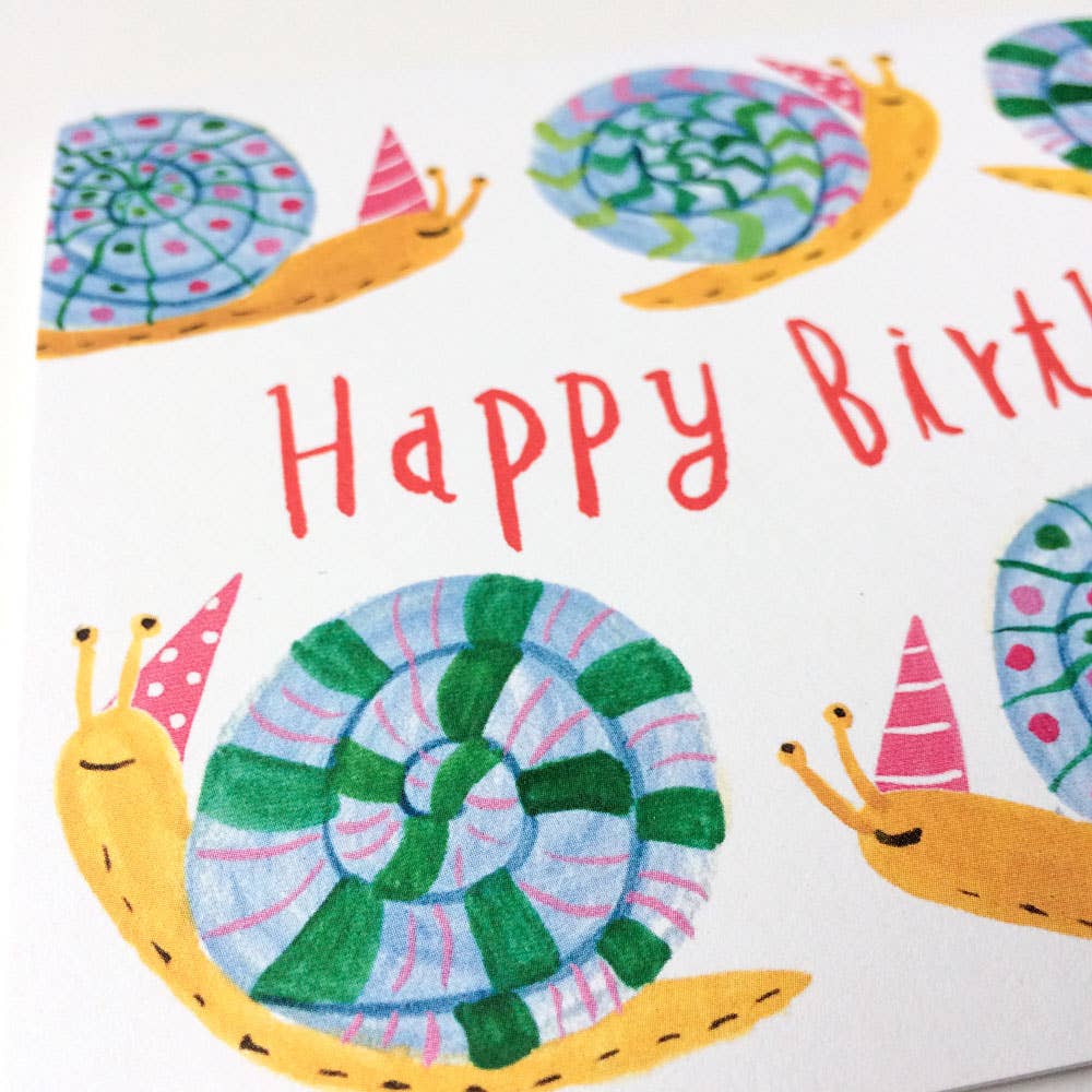 Honeyberry Studios - Party Snail Birthday Greeting Card