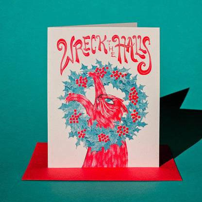 Bromstad Printing Co. - Wreck the Halls - Risograph Christmas Card