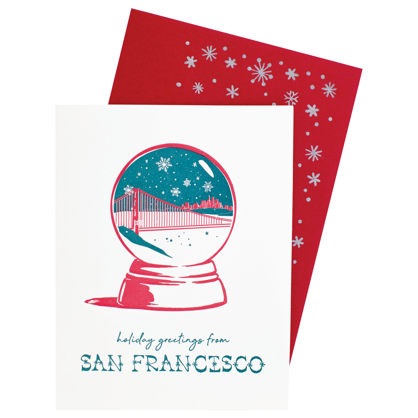 Smudge Ink - San Francisco, CA Snow Globe Holiday Card & Printed Envelope