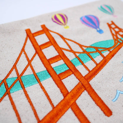 Tomoko M - Embroidered San Francisco Colorful Balloons Pouch