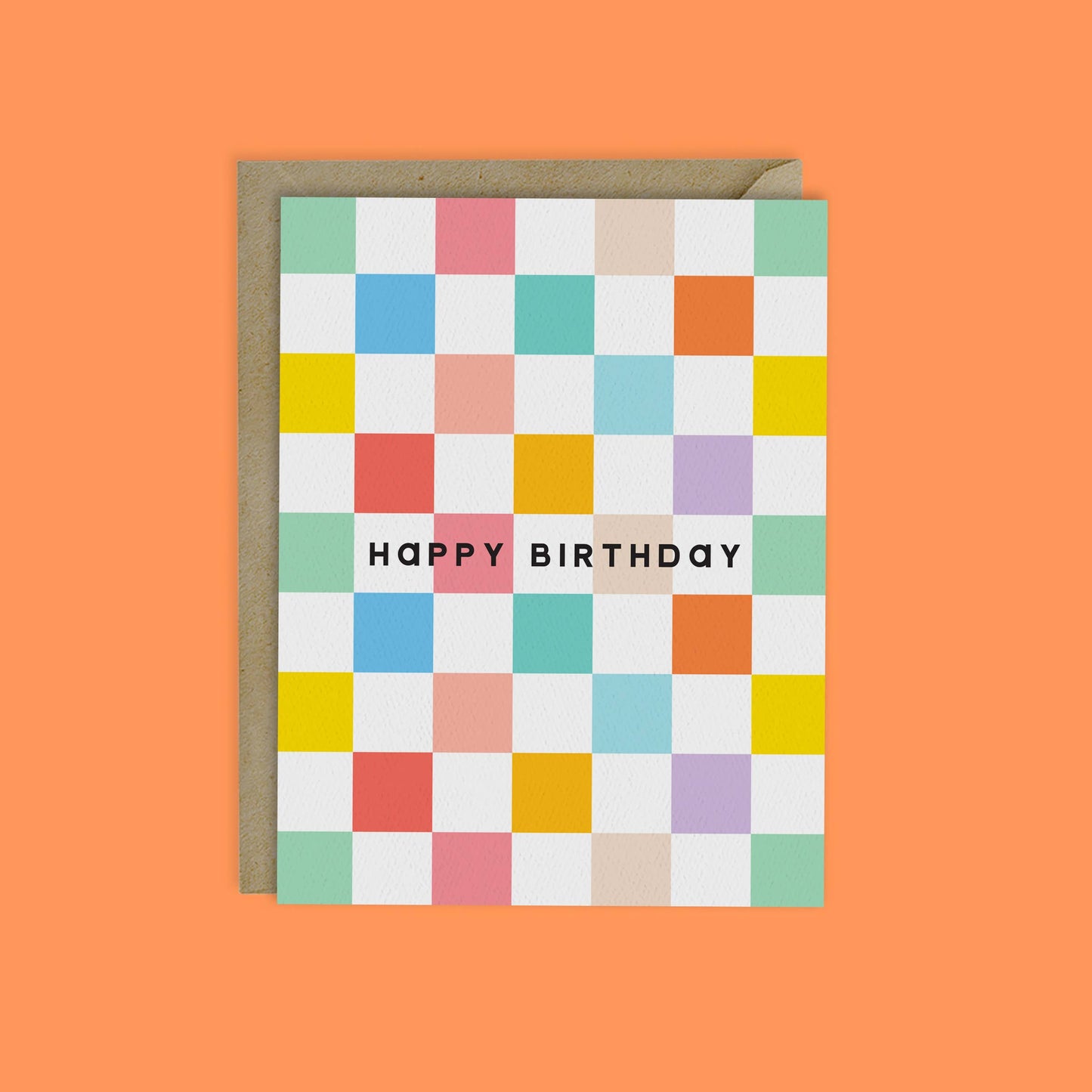 MELLOWWORKS - HAPPY BIRTHDAY CARD- RAINBOW CHECKERBOARD