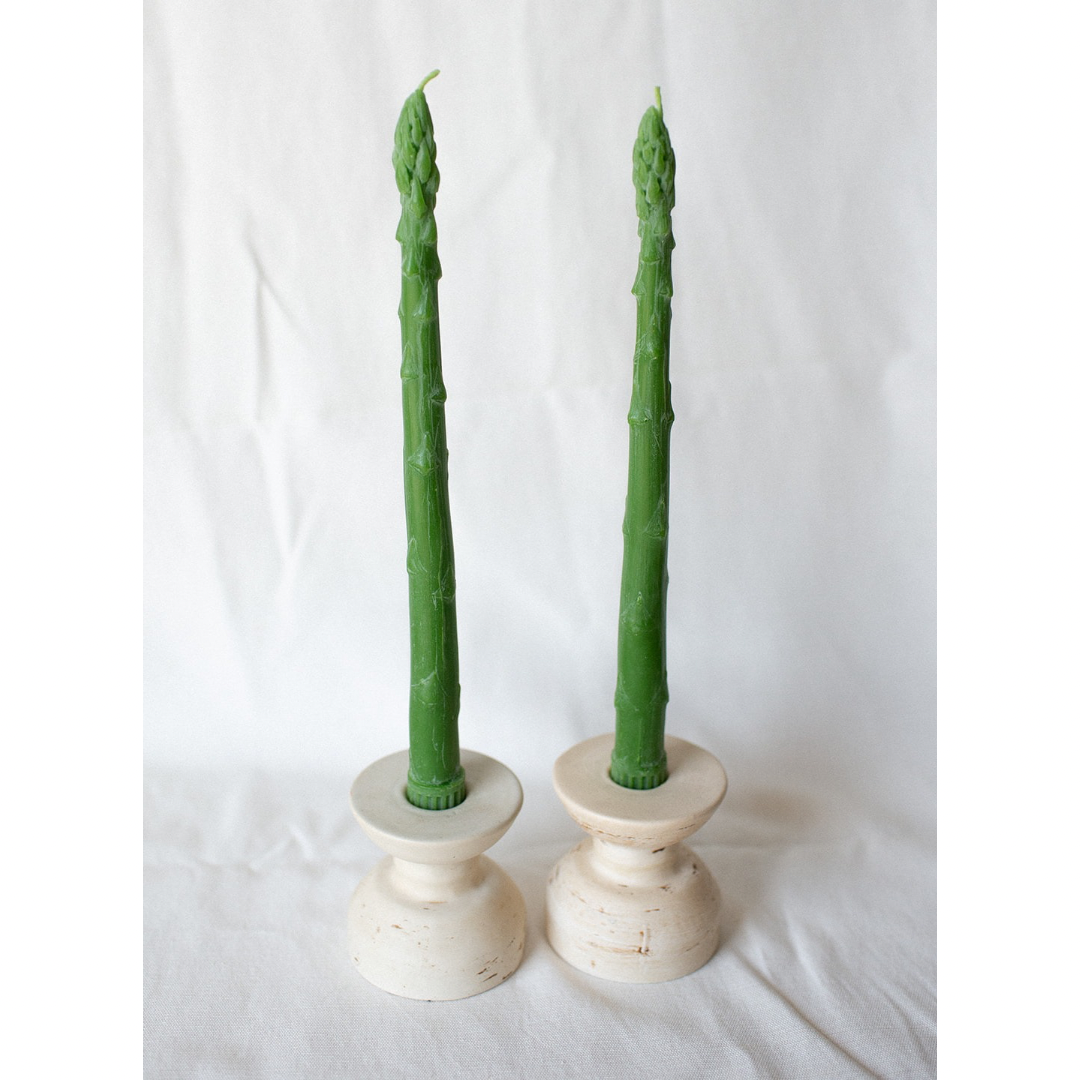 Happy Organics - Beeswax Asparagus Candle Taper Pair (2)